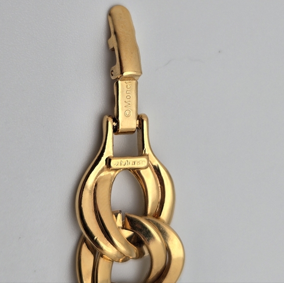 Vintage Monet Gold Plated Double Link Chain Bracelet Chunky Statement 1980s - Picture 7 of 12